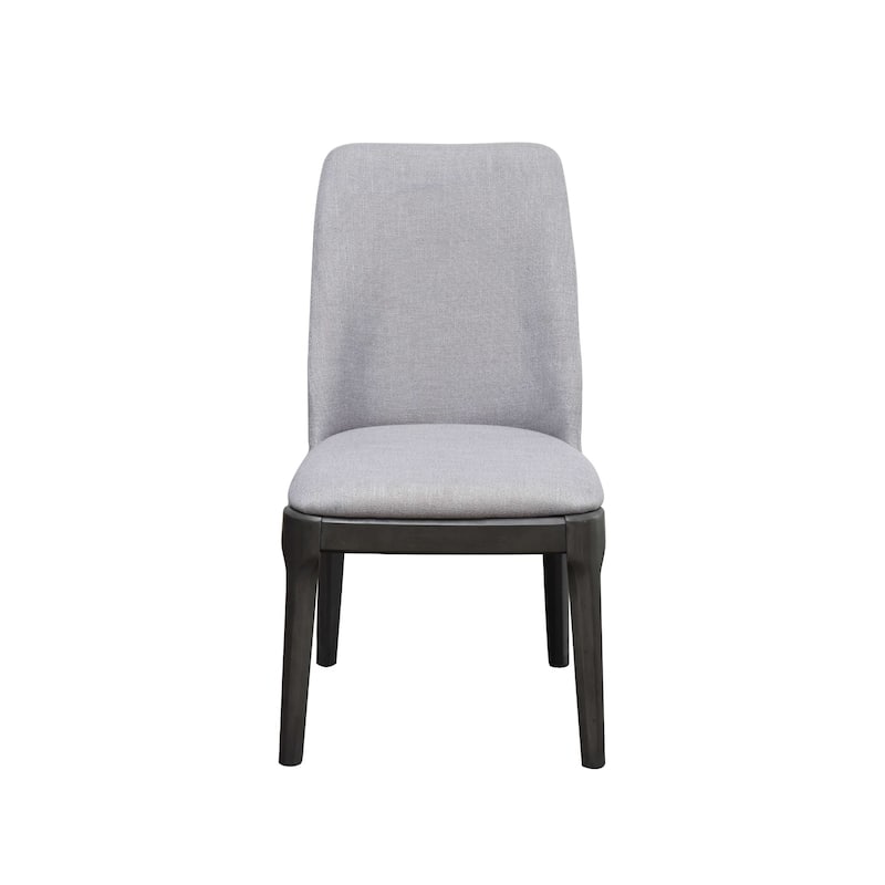 Light Grey Linen Side Chairs, Solid Wood Legs, Set of 2 - 23" L x 21" W x 39" H