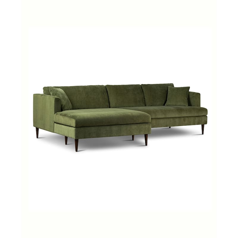 Poly & Bark Lucerne Sectional with Extra-Wide Chaise in Distressed Green Velvet