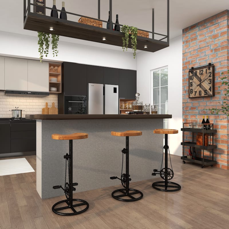 Metal Bike Counter Stool with Pedals - Brown - Roche River Decor