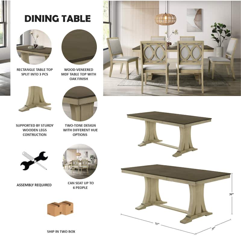 CraftPorch Elegant Farmhouse Wooden Dining Table