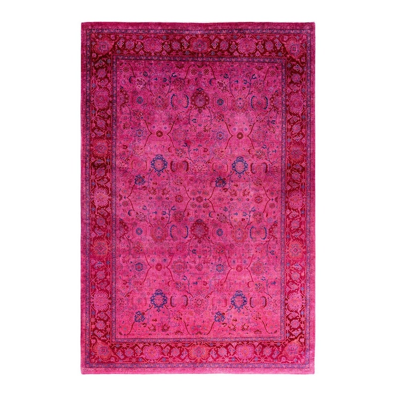 Contemporary Overdyed Wool Hand Knotted Area Rug - 6' 3" x 9' 2"