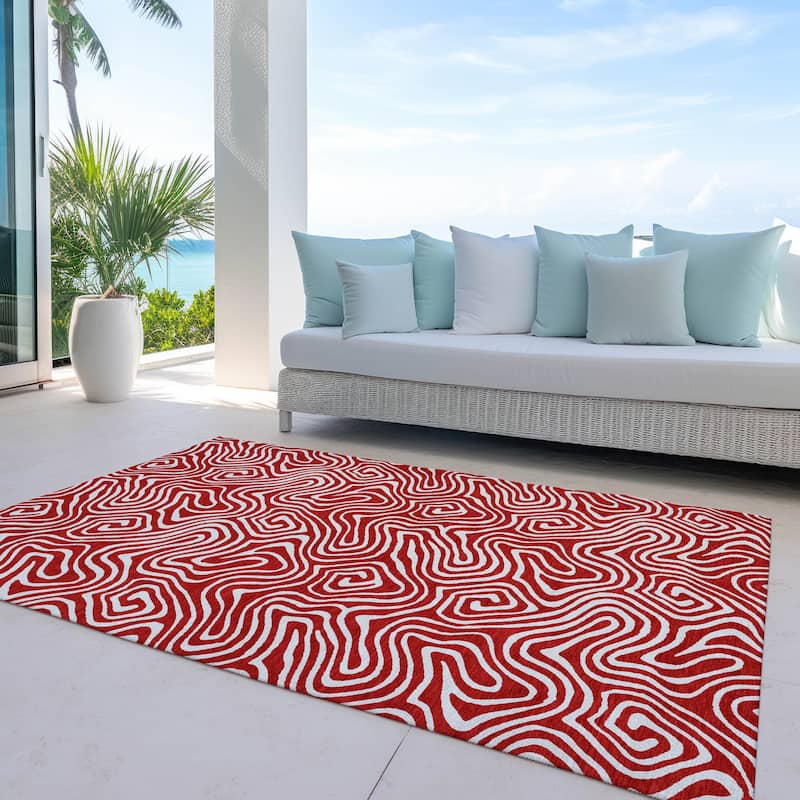 Machine Washable Indoor/ Outdoor Modern Trance Chantille Rug