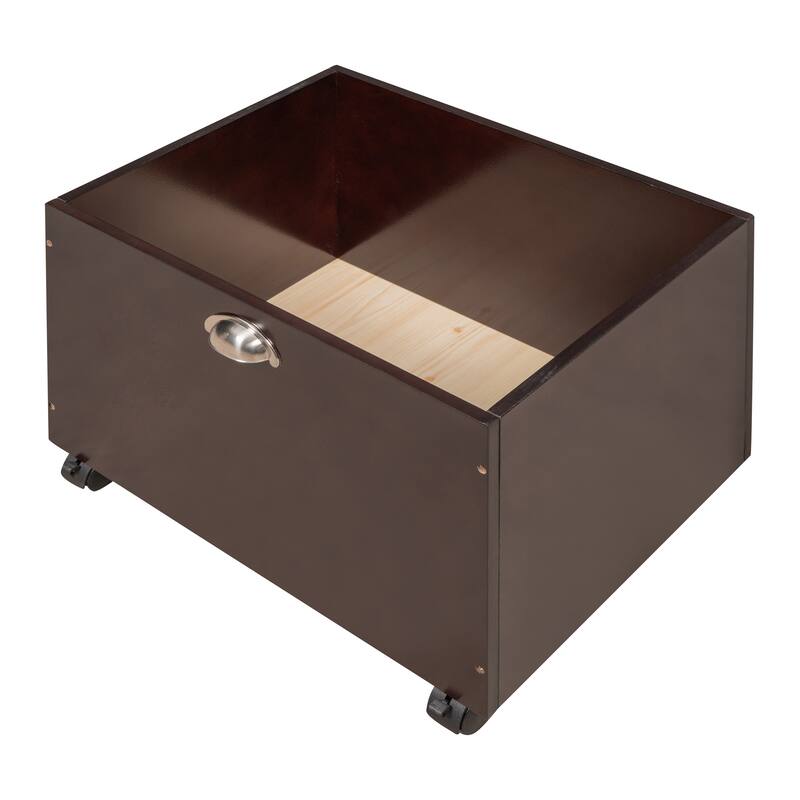 Twin Size Wood Loft Bed with Storage Boxes and Climbing Frame - Espresso