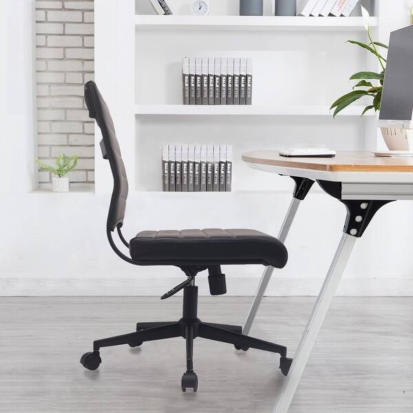 2xhome Executive Mid Back Pu Leather Office Chair Armless Side No Arms Tilt With Wheels And Padded Cushioned Seat On Black Base On Sale Overstock 29587467