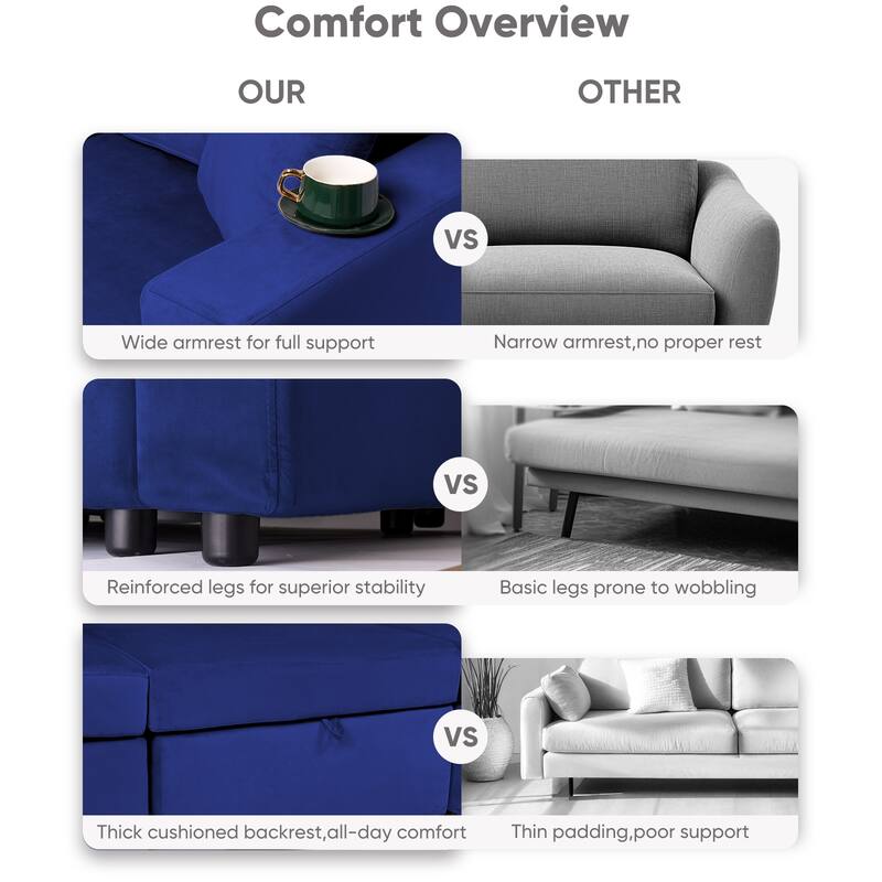 Pocassy Cloud Sofa Modular Sectional Couch with Seat Storage