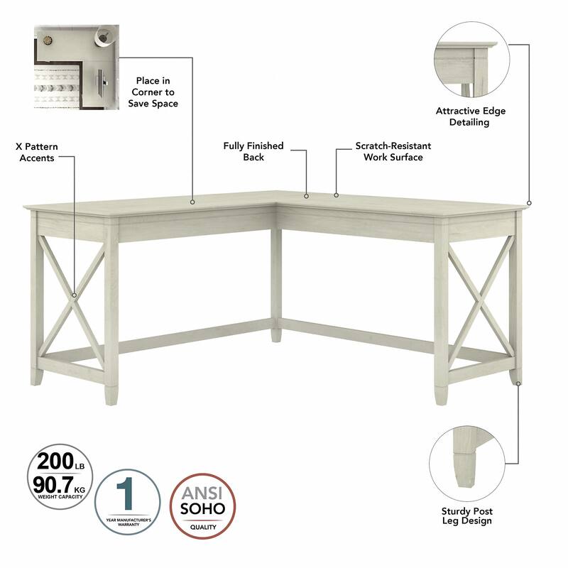 Key West 60W L-Desk with Tufted Office Chair by Bush Furniture