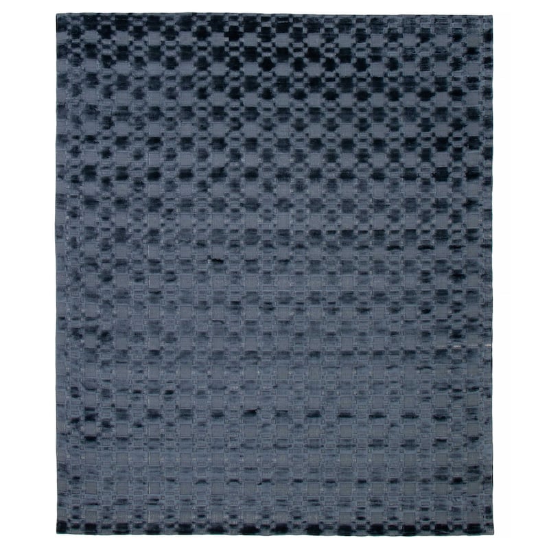 ECARPETGALLERY Hand Loomed Shimmer Navy Viscose Rug - 8'1 x 9'9 - Navy - 8'1 x 9'9