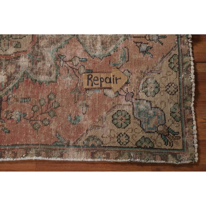 Distressed Tabriz Persian Accent Rug Handmade Wool Carpet - 3'1"x 4'7"