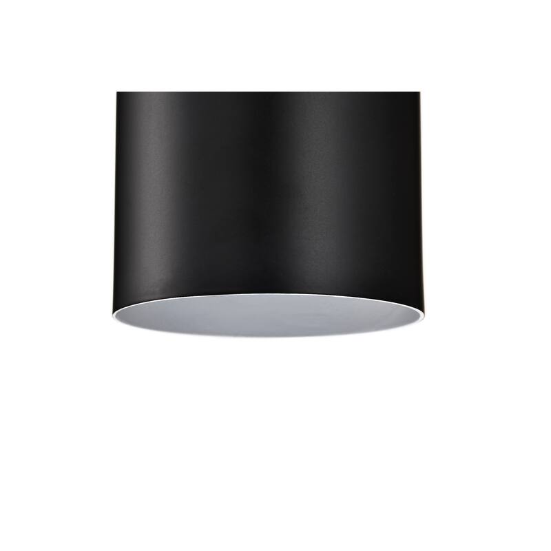 1-Light Matte Black Modern Mini Pendant Light with Cylindrical Metal Shade