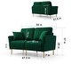 preview thumbnail 47 of 51, 2 Piece Living Room Sofa Set, Velvet Upholstered, Solid Manufactured Frame, Reversible Cushions, Metal Feet, Flared Armrests