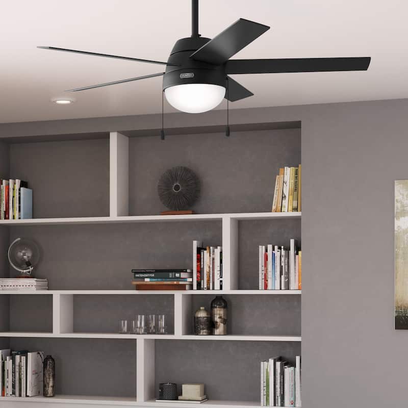 Hunter 52" Anslee Ceiling Fan with LED Light and Pull Chain, Modern, Transitional - Matte Black