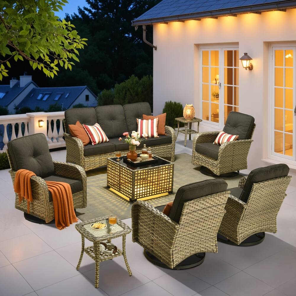 OVIOS 8-piece Patio Wicker Conversation Furniture Set