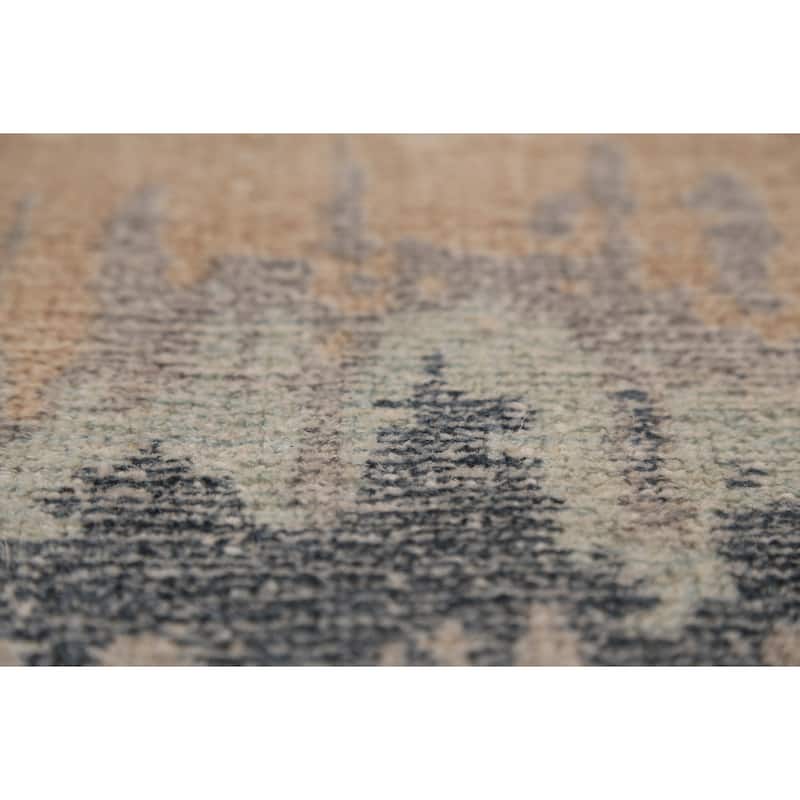 Abstract Modern Area Rug Hand-Knotted Beige Tribal Wool Carpet - 5'4"x 7'6"