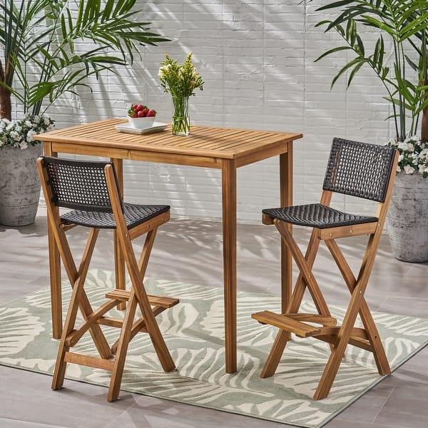 slide 2 of 30, Polaris 45-inch 3-piece Outdoor Bar Table Set by Christopher Knight Home