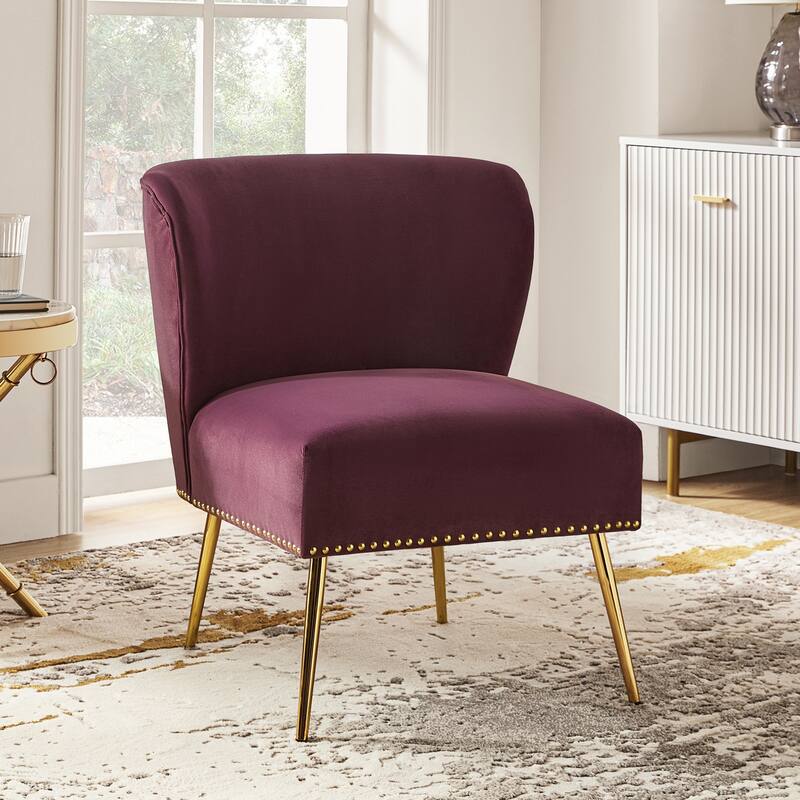 Celtia Modern Velvet Accent Side Chair with Nailhead Trim by HULALA HOME