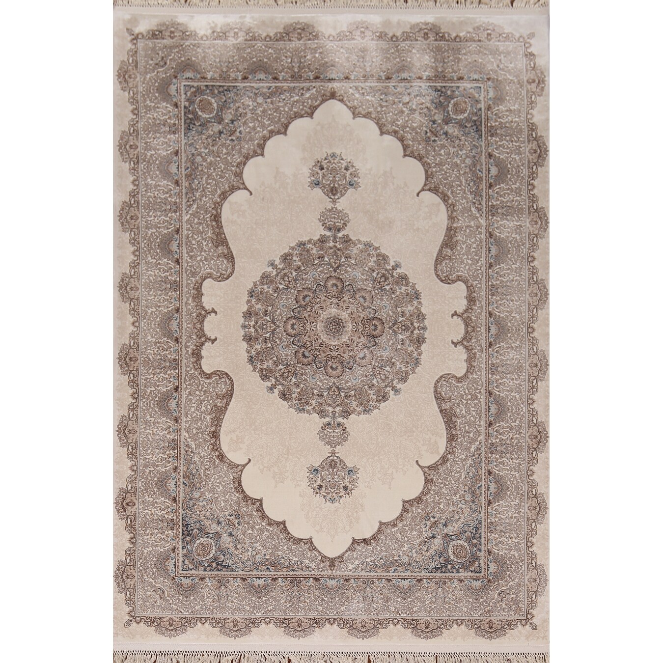 Traditional Tabriz Turkish Rug Machine-Made Silk & Polyester Carpet - 5'3" x 7'5"