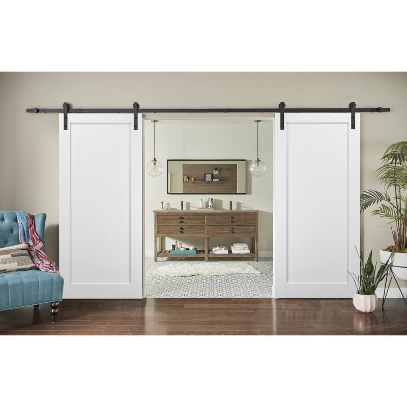 Sliding Double Barn Doors Hardware / Quadro 4111 White Silk