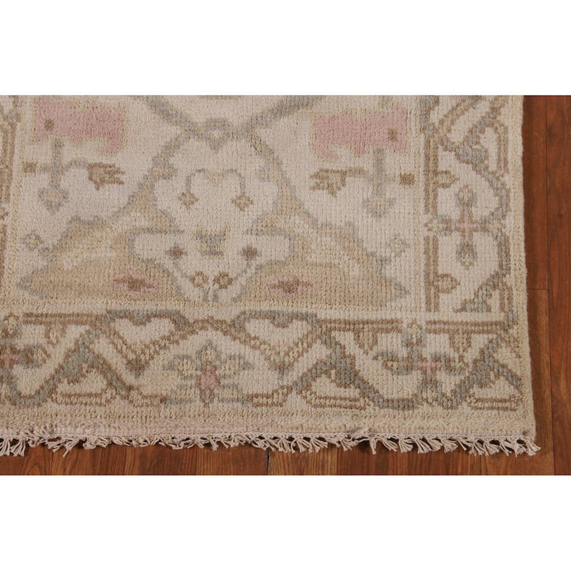 Earth Tone Oushak Indian Runner Rug Handmade Wool Carpet - 2'6"x 9'6"