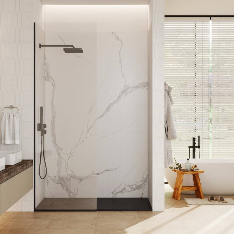 SMC Alcove Shower Pan Base with Reversible Drain, Low Profile, Wheelchair Access, Slip-Resistant, cUPC Certified