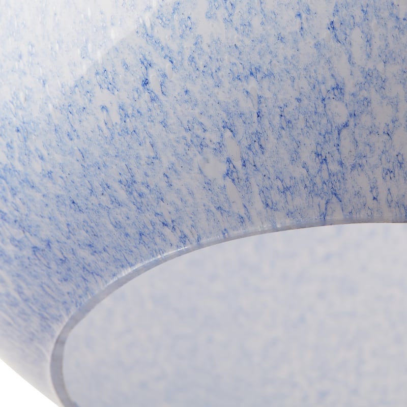 Marina River of Goods Nickel Metal and White/Blue Glass 9.8-Inch Pendant Light with Adjustable Hanging Cord