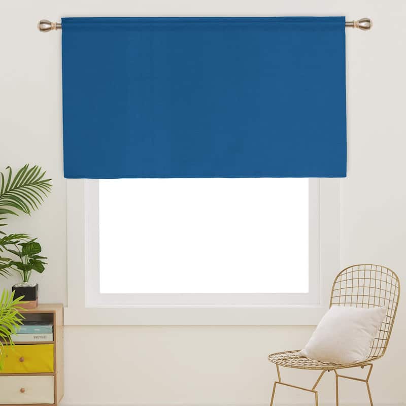 Rod Pocket Solid Window Valance for Kitchen (2 Panels)