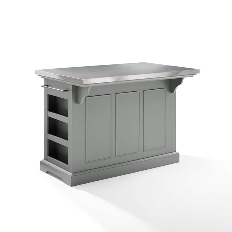 Crosley Julia Grey Stainless Steel Top Kitchen Island - 50 "W x	32 "D x 36 "H