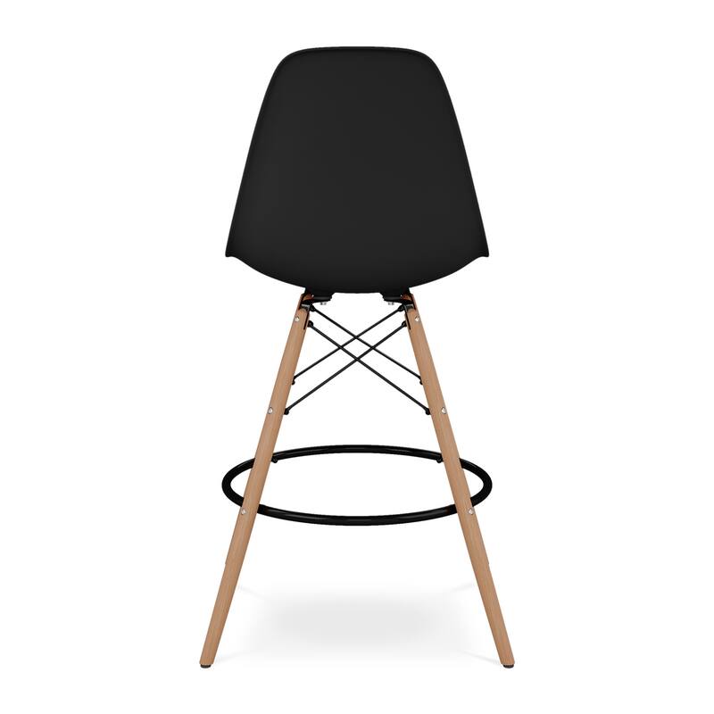 HomeRoots 28" Black And Brown Heavy Duty Plastic And Solid Wood Counter Height Bar Chair