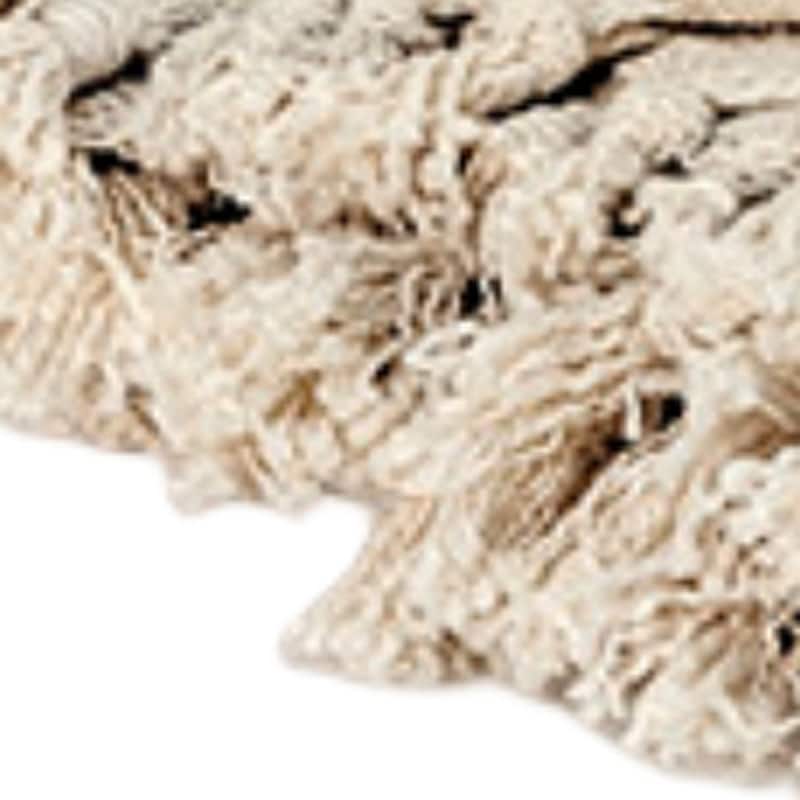 HomeRoots 50" X 60" Natural Cotton Woven Floral Throw Blanket with Tassels and Fringe