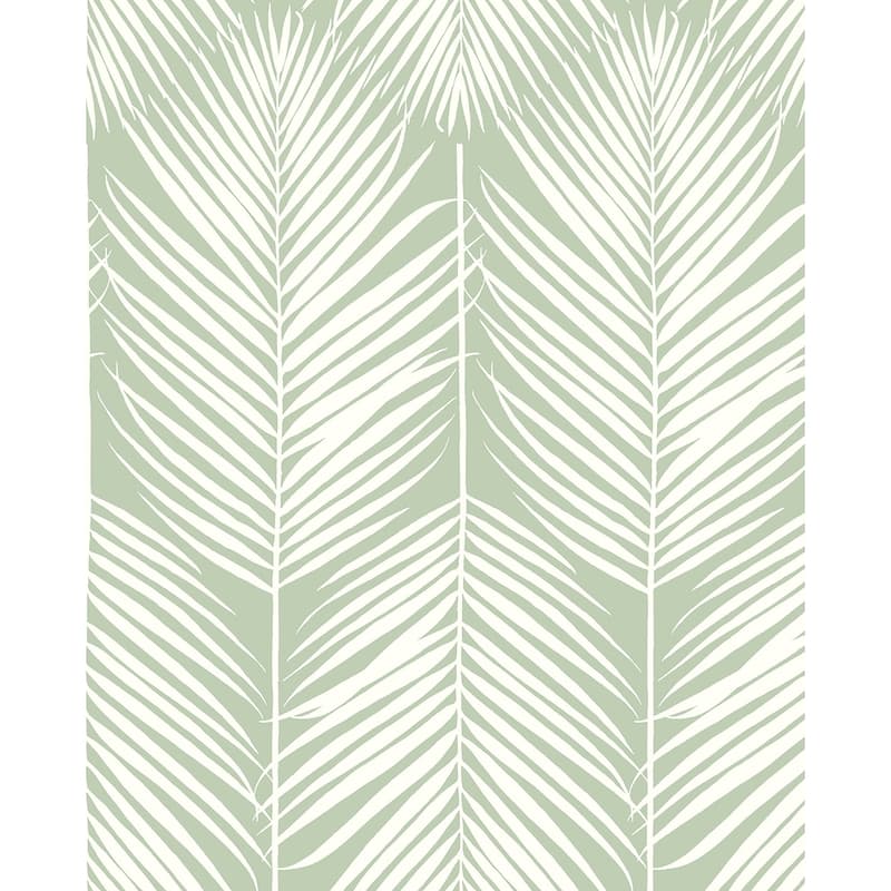 NextWall Palm Silhouette Peel and Stick Wallpaper - 20.5 in. W x 18 ft. L - Pastel Green