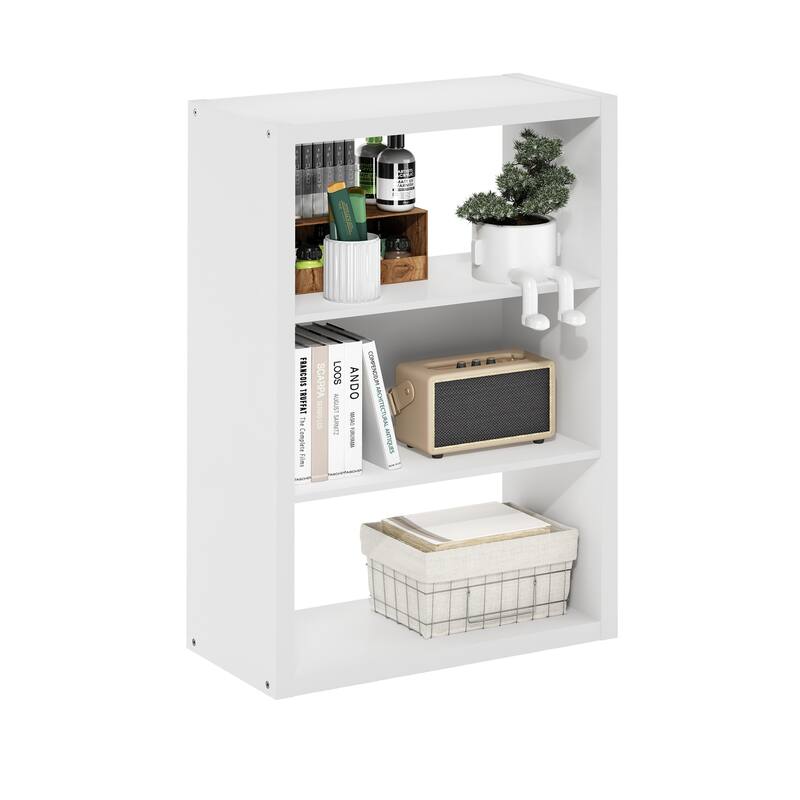 Furinno Viola 3-Tier Open Shelf Bookcase, Bookshelf, Dark Oak