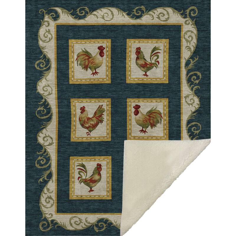 Premium Machine Washable ASB159 Farmhouse Sherpa Throw Blanket