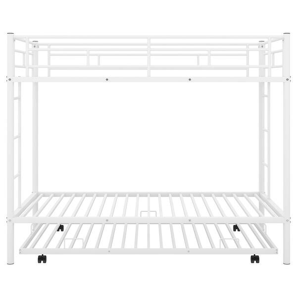 slide 2 of 14, Clean Design Twin over Twin Metal Bunk Bed with Trundle White