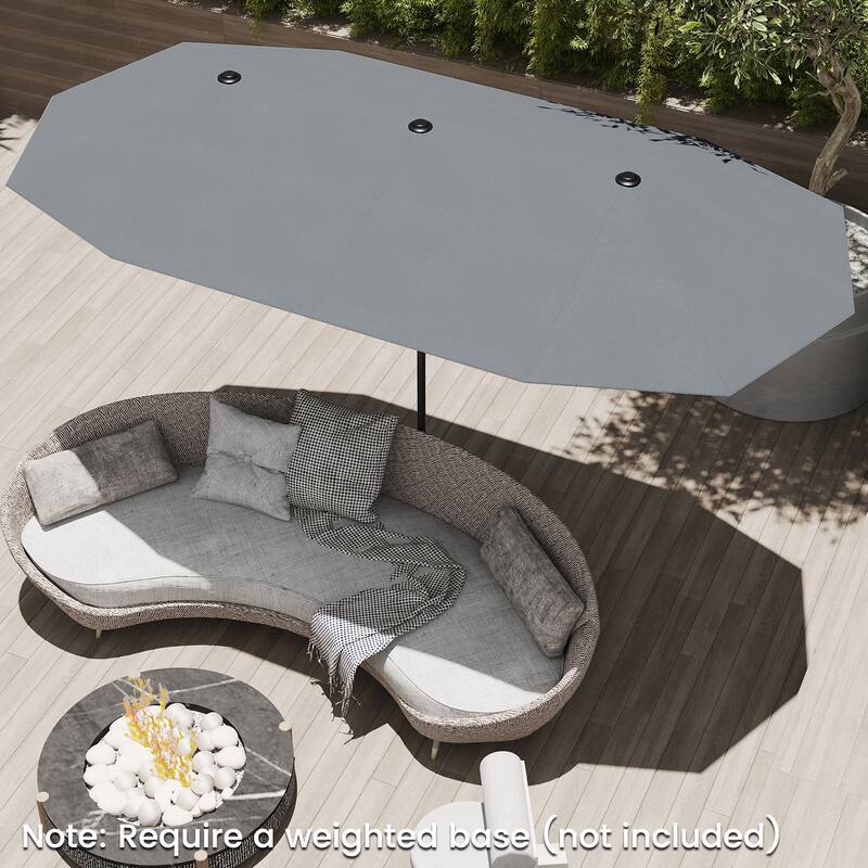 Polyester Double-Sided Patio Umbrella with Crank Handle
