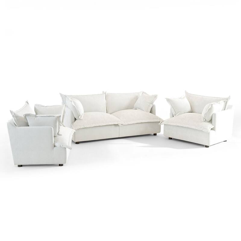 Comfy Cloud Oversized Chenille Modular Sectional Sofa Armchair Set
