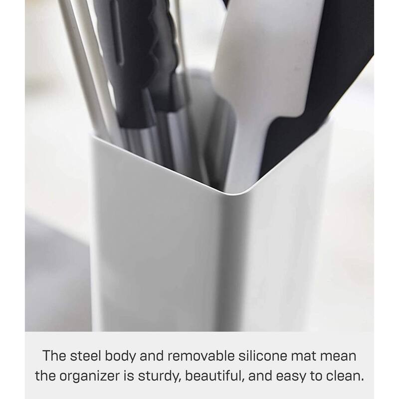 Yamazaki Home Kitchen Utensil Organizer, Steel - L 3.74 x W 3.74 x H 7.09 inches