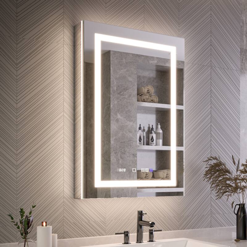 Modland 24"-42W x 36"H LED Medicine Cabinet Mirror with USB Charging,10x Magnifying Mirror