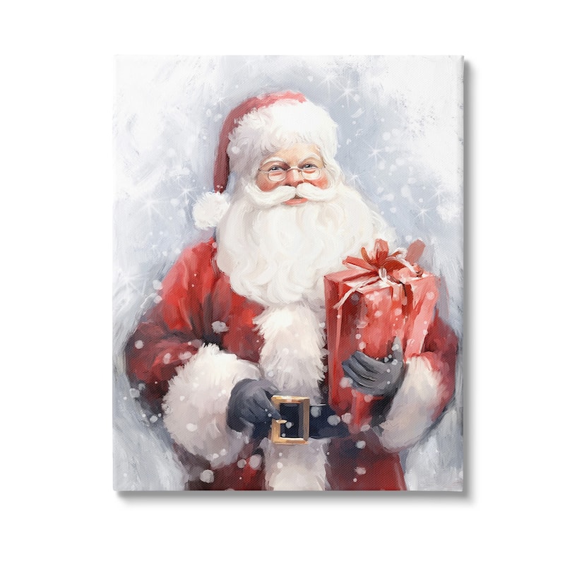 Stupell Santa with Red Gift Canvas Wall Art Design By Ramona Murdock - 30 x 40