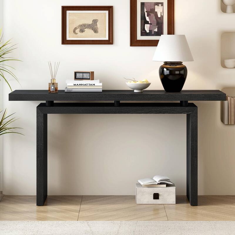 Modern Ash Veneer Console Table - Simple Style with Innovative Tabletop Design