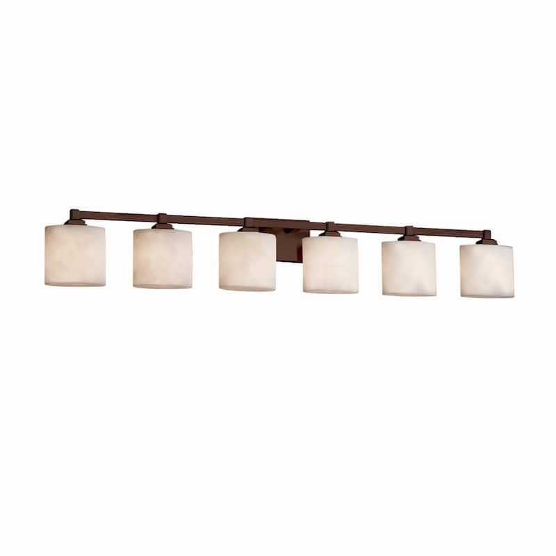 Justice Design Clouds Regency 6-light Dark Bronze Bath Bar, Clouds Oval Shade