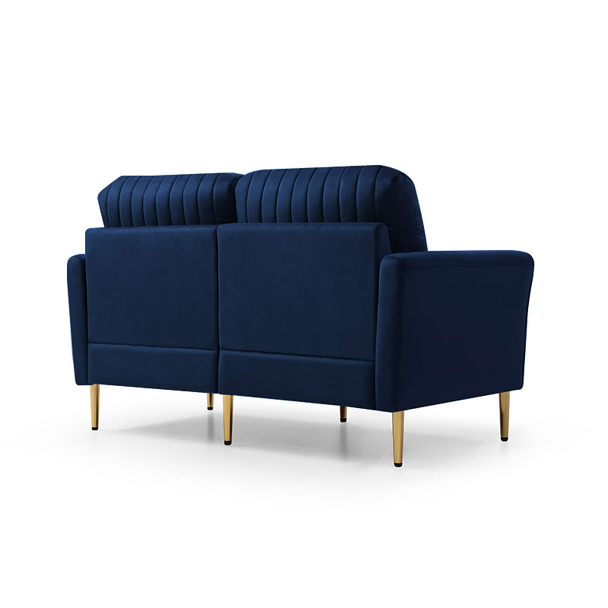 Blue velvet outlet two seater sofa