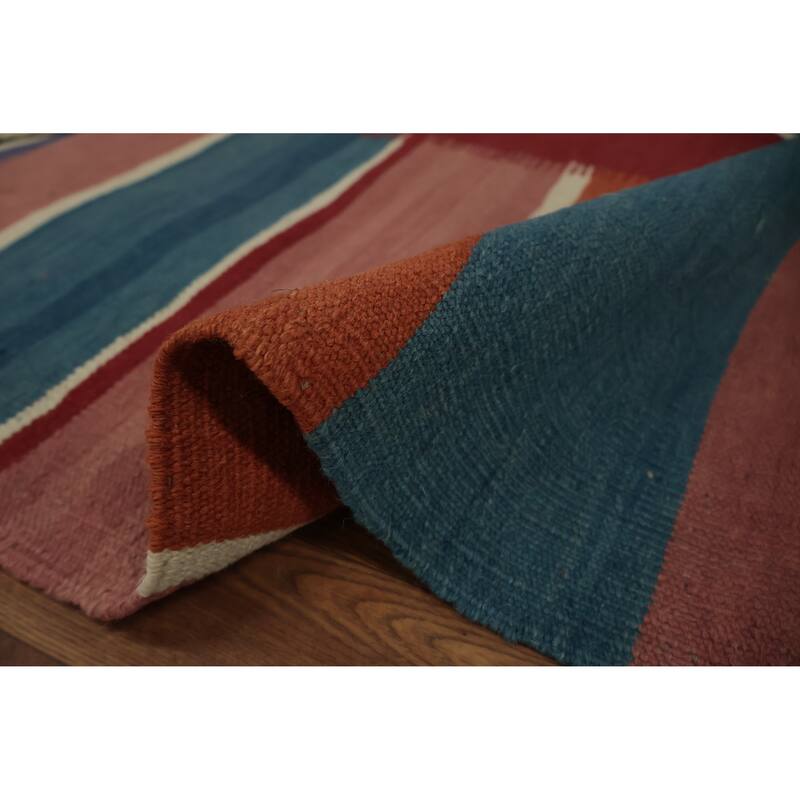 Hand Woven Oriental 100% Wool Carpet Southwestern Modern Multi-Colored Kilim Area Rug - 9' 8'' X 9' 7''