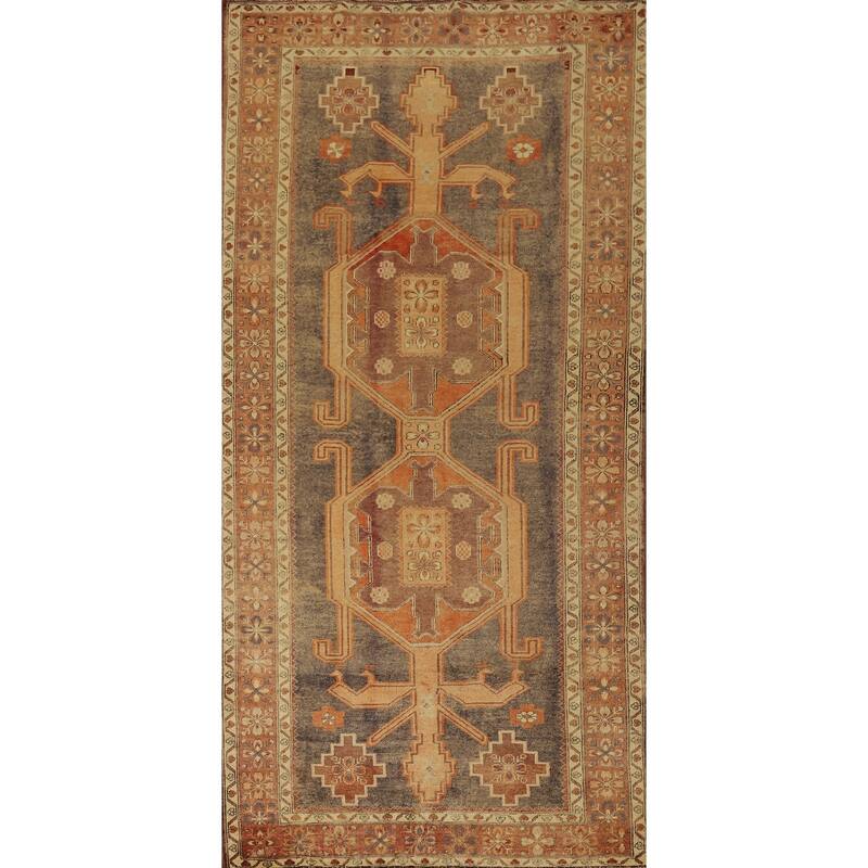 Tribal Ardebil Vintage Persian Runner Rug Hand-Knotted Wool Carpet - 4'5" x 10'7"