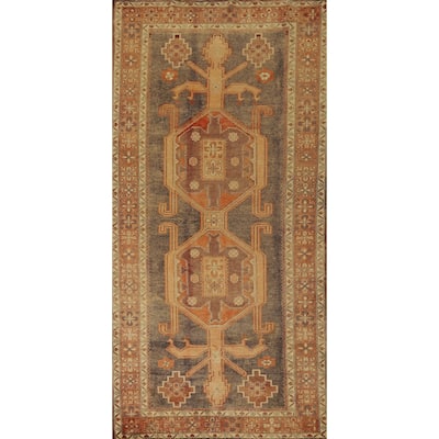 Tribal Ardebil Vintage Persian Runner Rug Hand-Knotted Wool Carpet - 4'5" x 10'7"