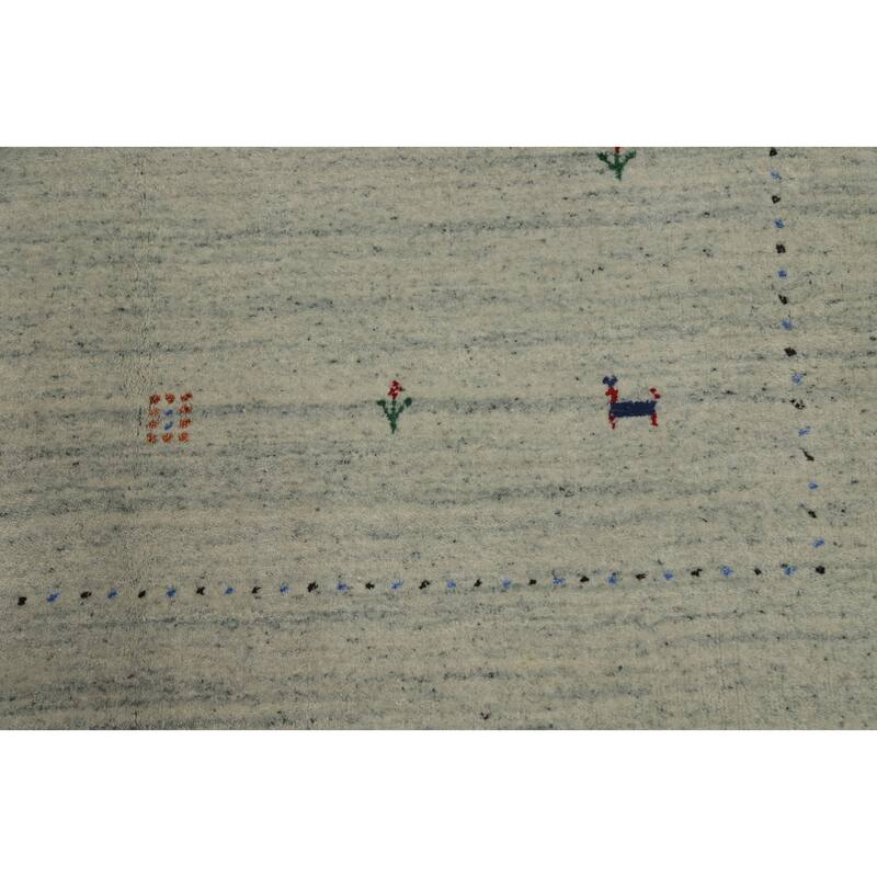 Hand Knotted Oriental 100% Wool Carpet Tribal Animal Pictorial Beige & Ivories Gabbeh Area Rug - 5' 11'' X 4' 1''