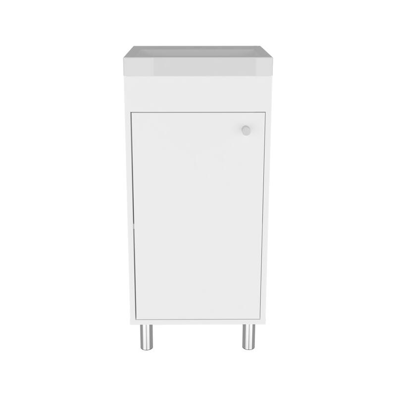 Freestandin Bathroom Vanity With One Door, Two Shelves, Sink Base Cabinet,White