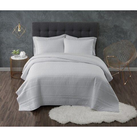 Truly Calm Solid Antimicrobial Textured 3 Piece Quilt Set