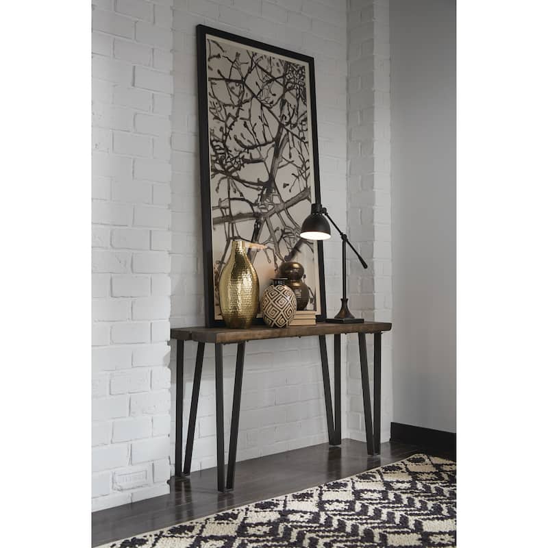 Magnussen Home Dartmouth Sawmill and Galvanized Steel Rectangular Sofa Table - 50''W x 18''D x 30''H - Wood and Metal
