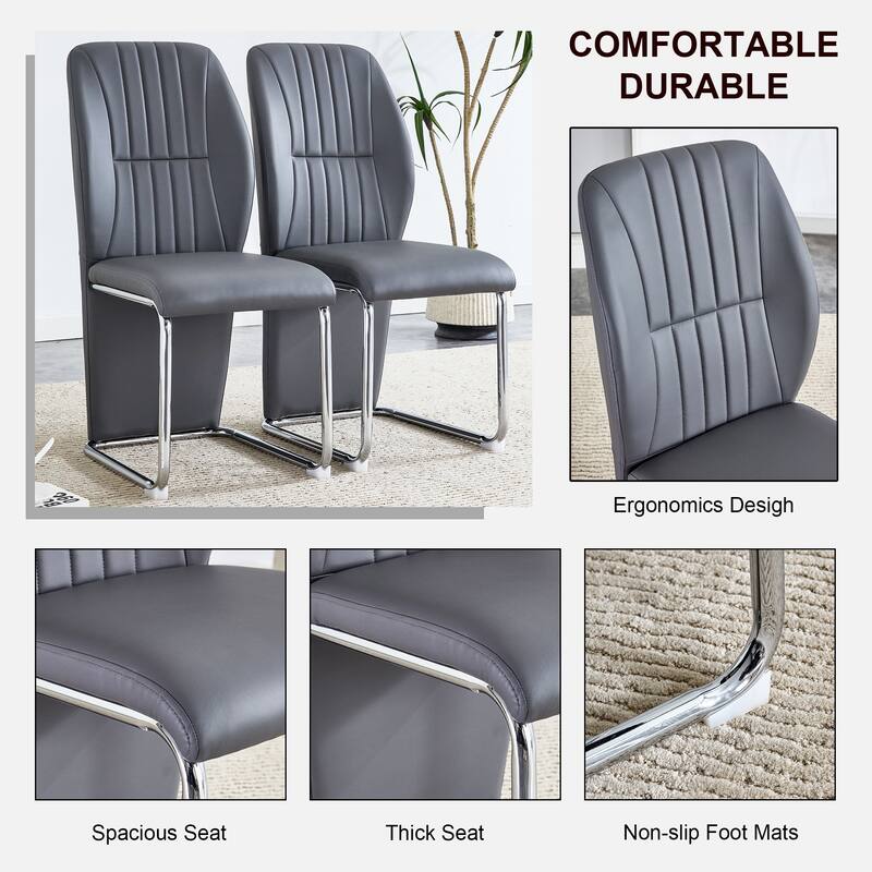 Set Of 4 Dining Chairs High Backrest