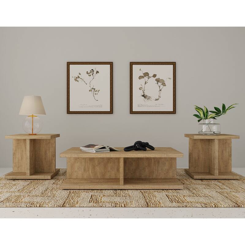 Wooden Coffee and End Table Set in Mango