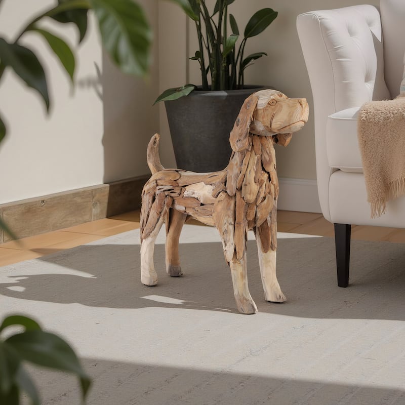 Driftwood Hound Beagle Dog Sculpture Decorative Art - 28" Brown - 28" x 8" x 23"